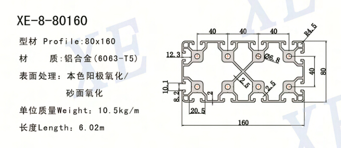 80160工业铝型材规格