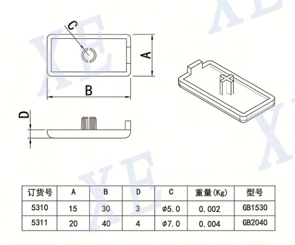 铝型材配件欧标端盖规格