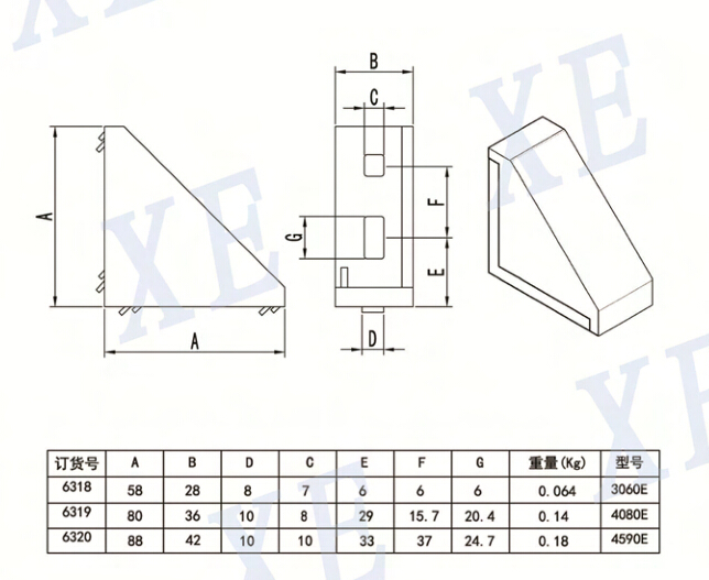 铝型材配件封盖角件型号