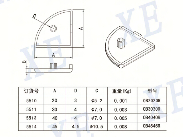 铝型材配件欧标端盖规格