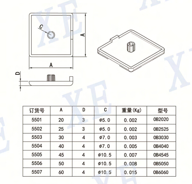 铝型材配件欧标端盖型号