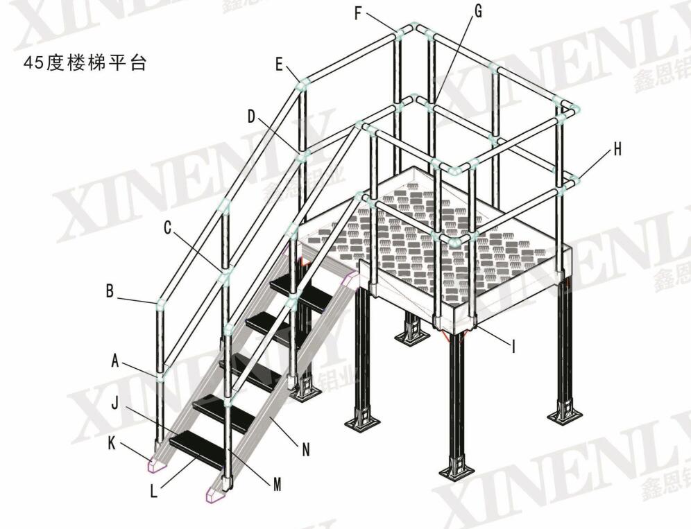 铝型材45°楼梯平台